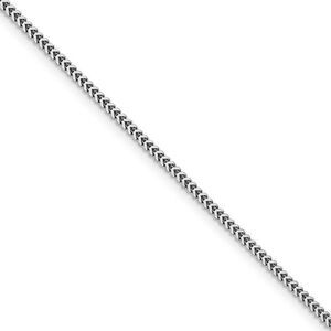 1.4mm 14k White Gold Solid Franco Chain Necklace, 24 Inch